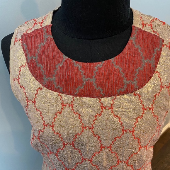PRADA gold and red brocade sleeveless top - Picture 5 of 12